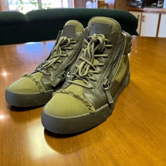 Giuseppe Zanotti Mens Studded Army Green Midtop - Picture 4 of 11